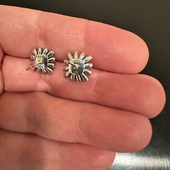 Authentic Luxury Minimalist LAGOS Sterling Silver and diamond Earrings - Picture 14 of 17